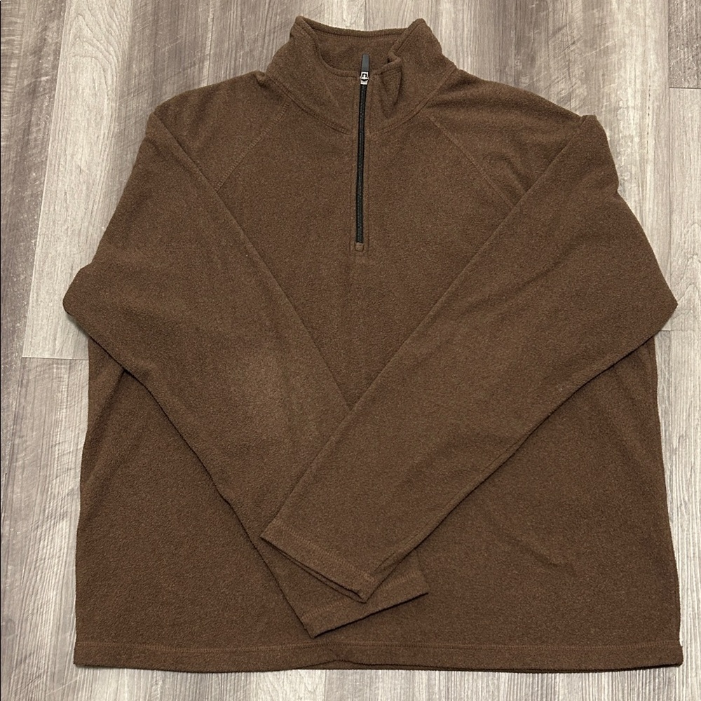 Lands' End Men's Zip Up Brown Fleece Sweater